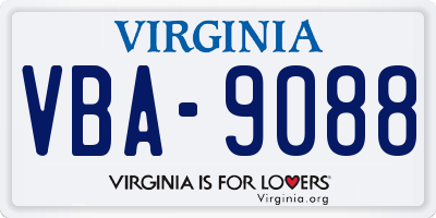 VA license plate VBA9088