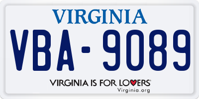 VA license plate VBA9089