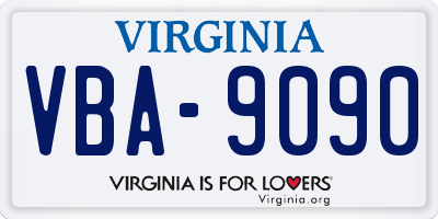VA license plate VBA9090