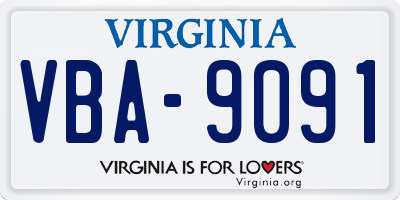 VA license plate VBA9091