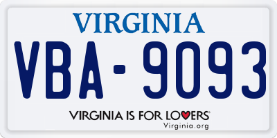 VA license plate VBA9093