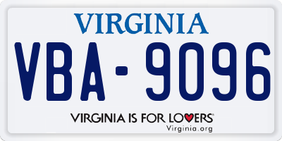 VA license plate VBA9096