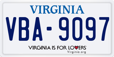 VA license plate VBA9097