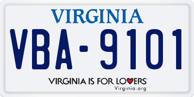 VA license plate VBA9101