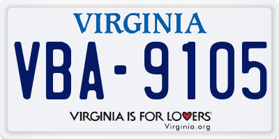 VA license plate VBA9105