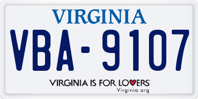VA license plate VBA9107