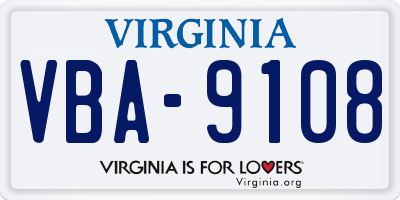 VA license plate VBA9108