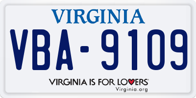 VA license plate VBA9109