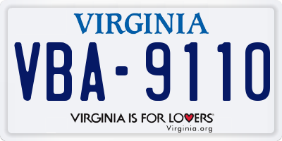 VA license plate VBA9110