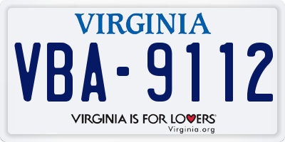 VA license plate VBA9112