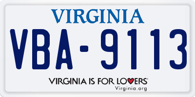 VA license plate VBA9113