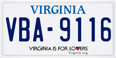 VA license plate VBA9116