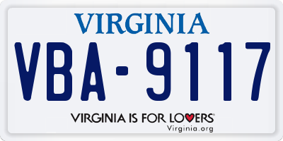 VA license plate VBA9117