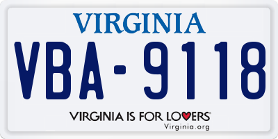 VA license plate VBA9118