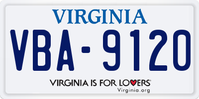 VA license plate VBA9120