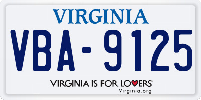 VA license plate VBA9125