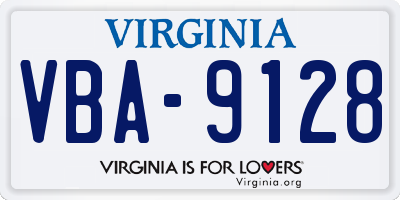 VA license plate VBA9128