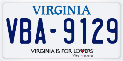 VA license plate VBA9129