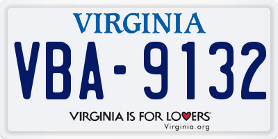 VA license plate VBA9132