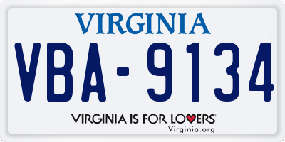 VA license plate VBA9134