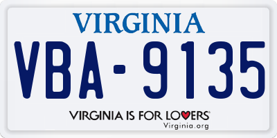 VA license plate VBA9135