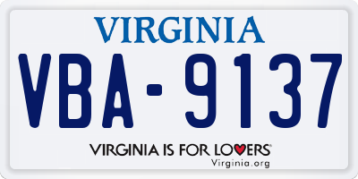 VA license plate VBA9137