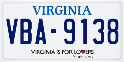 VA license plate VBA9138