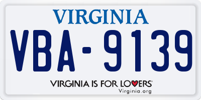 VA license plate VBA9139
