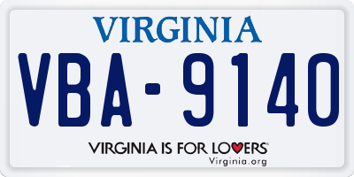 VA license plate VBA9140