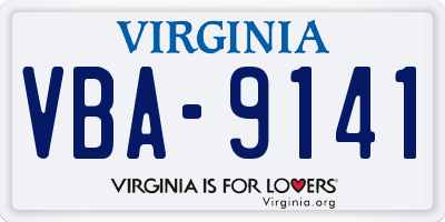 VA license plate VBA9141