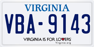 VA license plate VBA9143