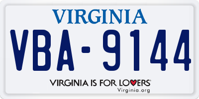 VA license plate VBA9144