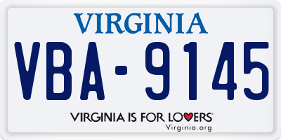 VA license plate VBA9145