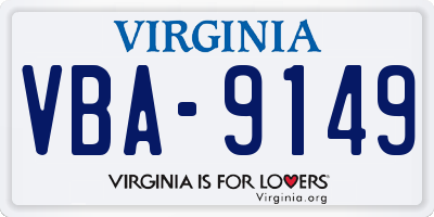 VA license plate VBA9149