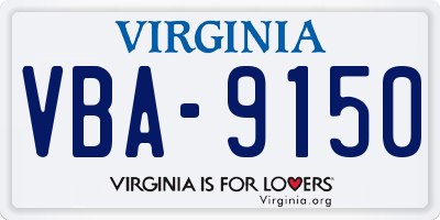 VA license plate VBA9150