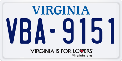 VA license plate VBA9151