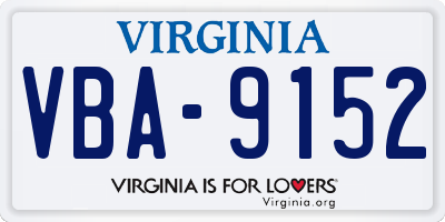 VA license plate VBA9152