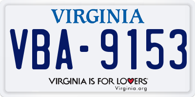 VA license plate VBA9153