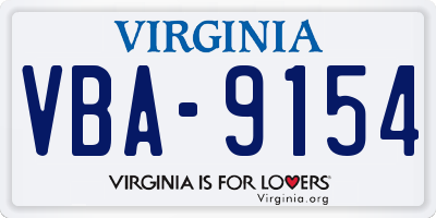 VA license plate VBA9154