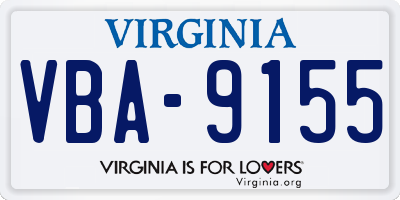 VA license plate VBA9155