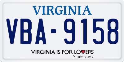 VA license plate VBA9158