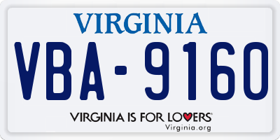 VA license plate VBA9160