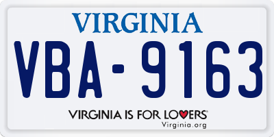 VA license plate VBA9163