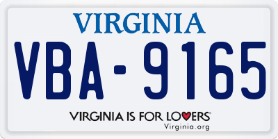 VA license plate VBA9165