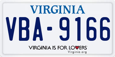 VA license plate VBA9166