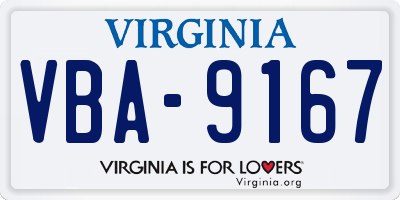 VA license plate VBA9167