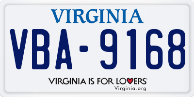 VA license plate VBA9168