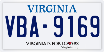 VA license plate VBA9169