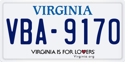 VA license plate VBA9170