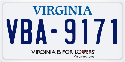 VA license plate VBA9171